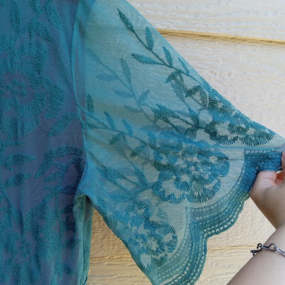 Pink Blush Maternity Teal Lace Mesh Overlay Maternity Maxi Dress 2XL - Picture 9 of 13